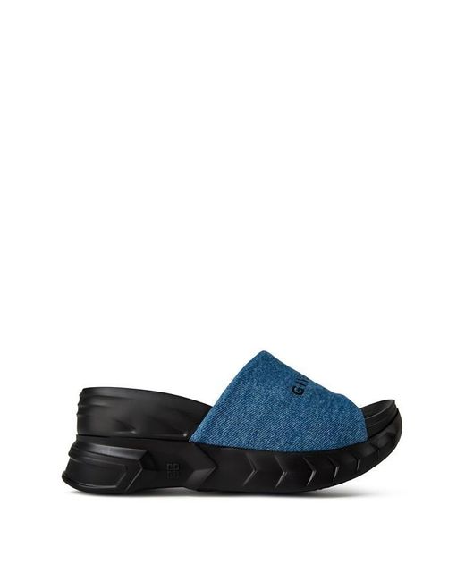Givenchy Blue Marshmallow Wedge Logo Sandals