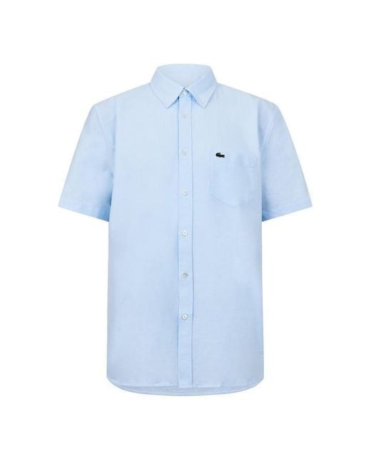 Lacoste White Short Sleeve Oxford Shirt for men