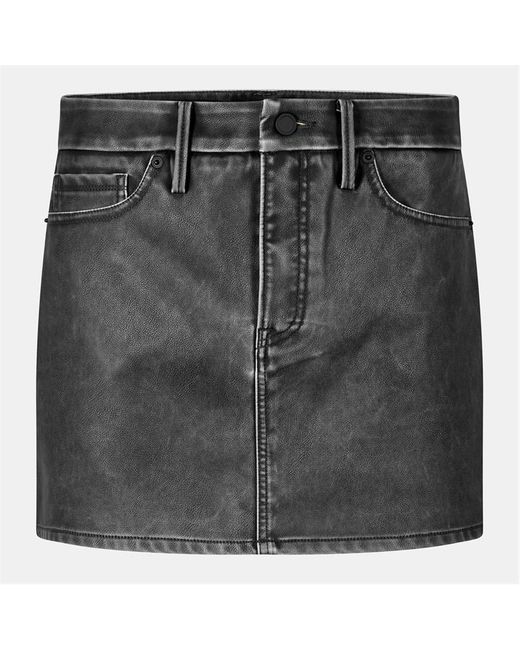 GOOD AMERICAN Green Leather High-Rise Mini Skirt