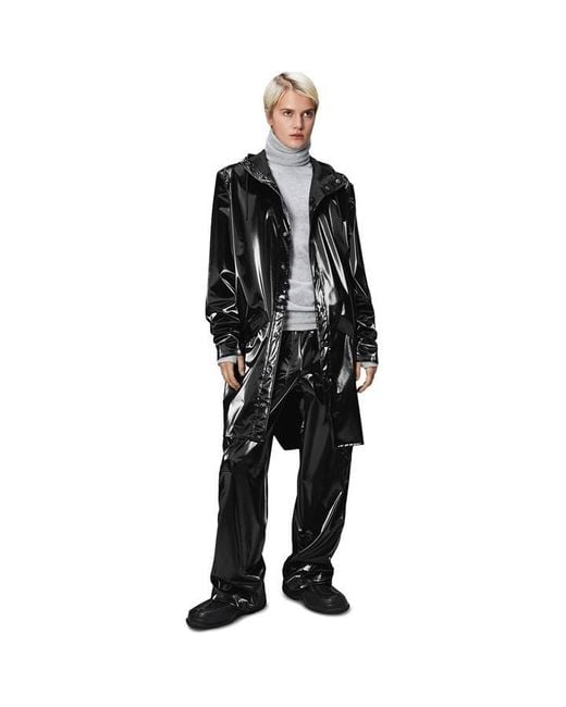 Rains Black Long Waterproof Jacket