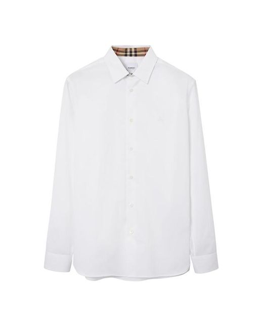 Burberry White Sherfield Stretch Cotton Shirt for men