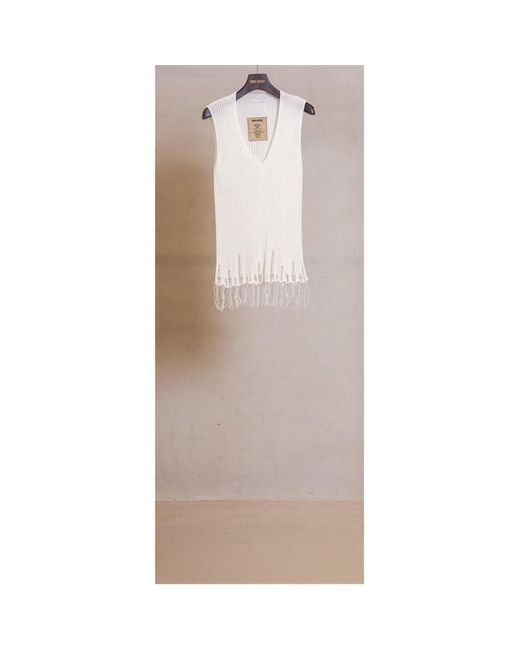 Uma Wang Natural V Neck Top Knitted Sweater Vest
