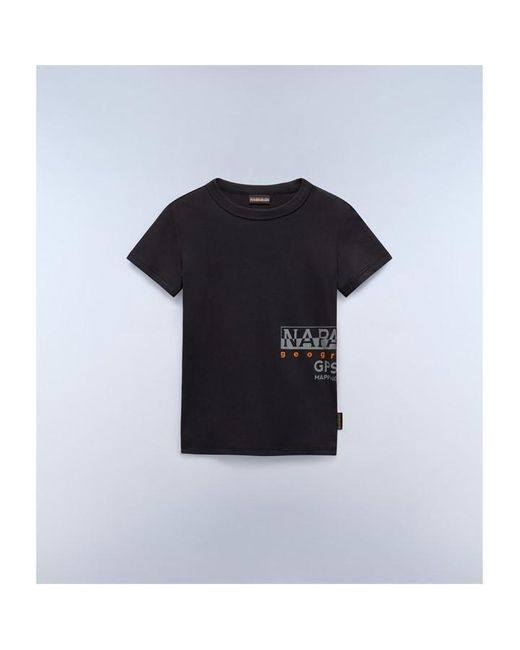 Napapijri Black Eiger Printed Cotton T-Shirt for men