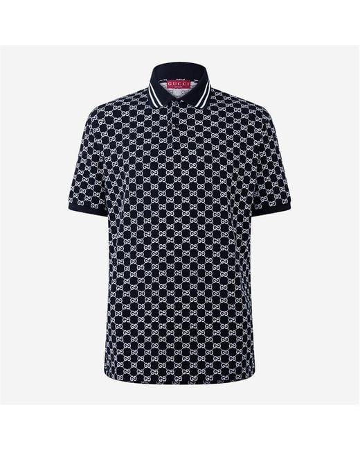 Gucci Gg Jacquard Cotton Piquet Polo Shirt in Black for Men Lyst UK