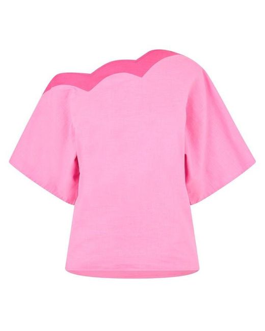 Never Fully Dressed Pink Scallop Tilly Top