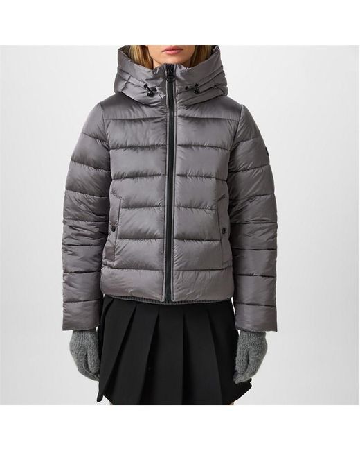 Barbour Blue Track Line Hooded Long Sleeve Long Puffer Jacket