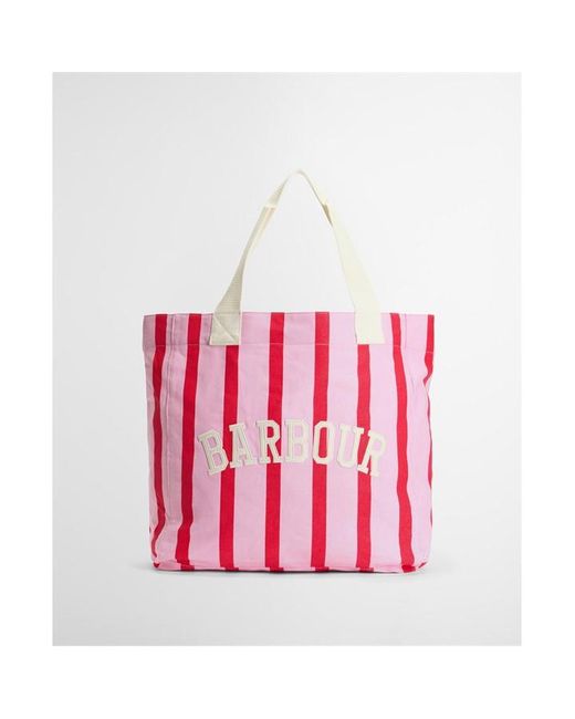 Barbour Red Emily Stripe Tote Bag