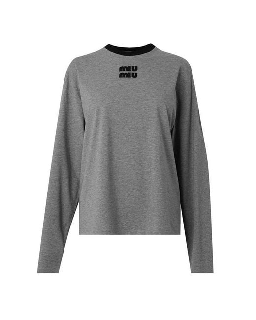 Miu Miu Gray Miu Lg Ls Jersey Ld64