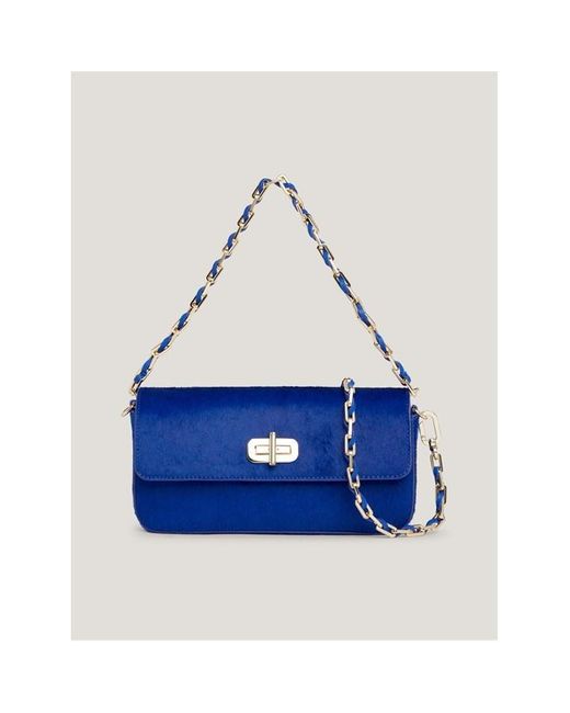 Tommy Hilfiger Blue Turn Lock Calf-hair Leather Crossover Bag