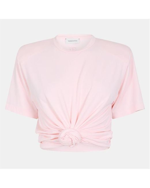 Magda Butrym Pink Knot Cropped Crop Top