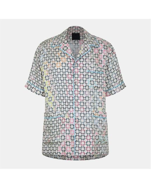 Givenchy Blue Giv Mono Silk Short-Sleeve Patterned Shirt for men