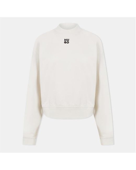 HUGO White Mock-Neck Sweatshirt