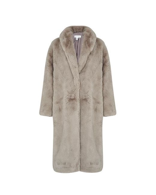 Pretty Lavish Gray Bailee Faux Fur Coat