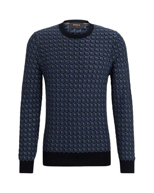 Boss Blue Geometric Sweater for men