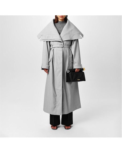 Jacquemus Gray Le Caruso Long Sleeve Long Oversized Fit Trench Coat