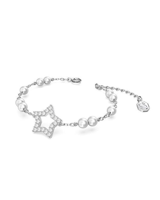 Swarovski Metallic Stella Bracelet, Pavé, Star, , Rhodium Plated