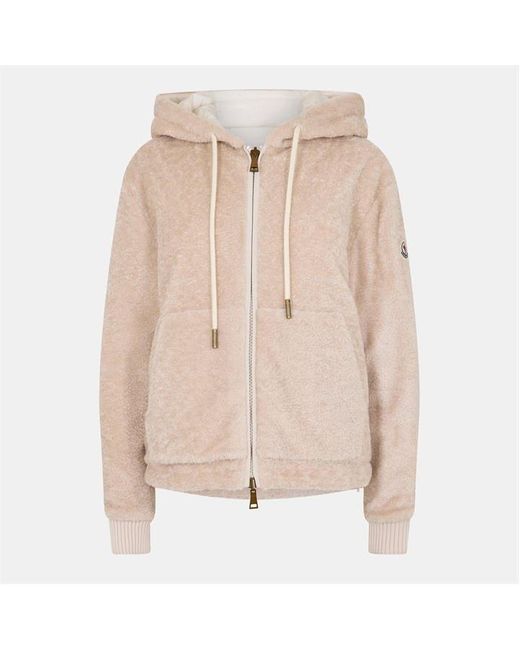 Moncler Natural Zip-Up Structured Knit Cardigan