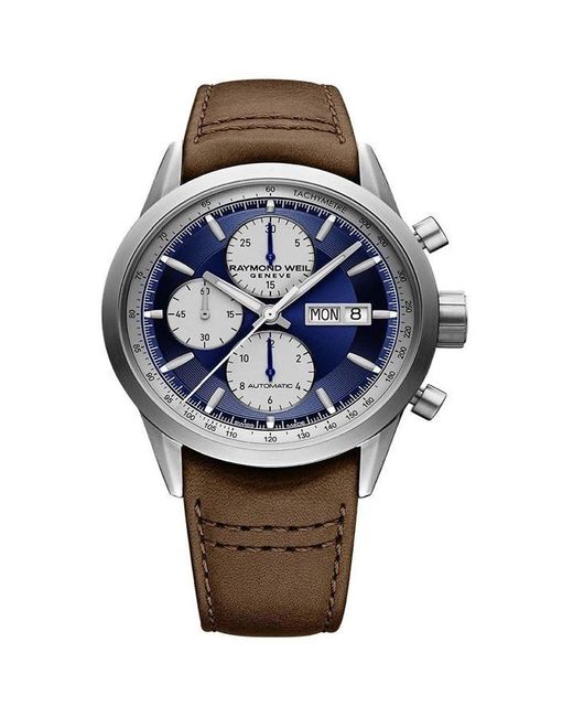 Raymond Weil Blue Freelancer Automatic Stainless Steel Leather Auto Analogue Watch for men
