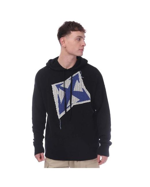 Off-White c/o Virgil Abloh Black Thunder Arrow Chunky Knit Hoodie for men