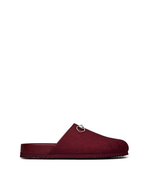 Gucci Red Horsebit Slippers