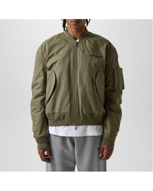 Off-White c/o Virgil Abloh Green Diag Tab Bomber Jacket for men