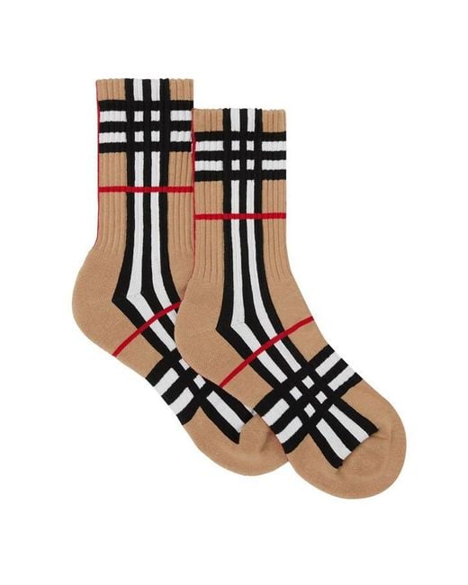 Burberry Black Intarsia Check Socks for men