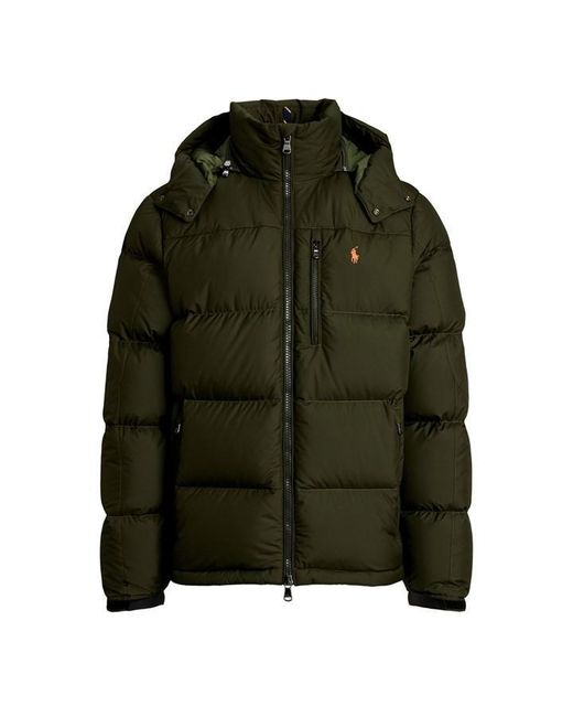 Polo Ralph Lauren Black El Cap Water Resistant Duck Down Detachable Hood Short Puffer Jacket for men