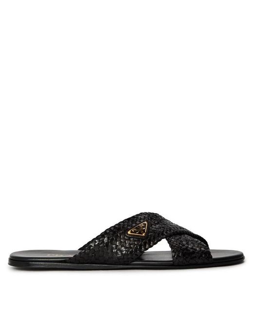 Prada Black Flat Sandals