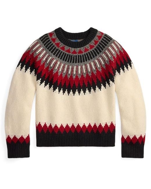 Polo Ralph Lauren Red Fair Isle Crew Neck Jumper