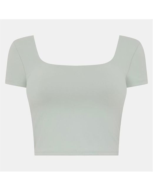 lululemon athletica Gray Wunderu Short-Sleeve Performance Gym Top