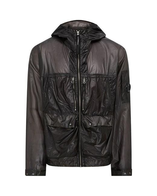 C P Company Black Pium Hooded Jacket for men