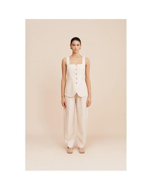 Posse Natural Lucille High-Rise Wide Leg Trousers