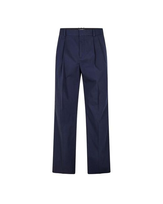 Balmain Blue Twill Straight Leg Trousers for men