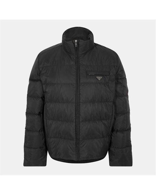 Prada Black Re-Nylon Long Sleeve Short Puffer Jacket for men