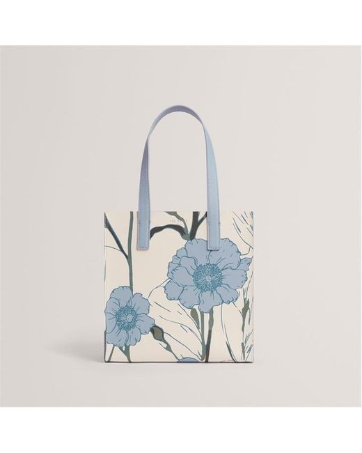 Ted Baker Blue Floral Print Small Icon Tote Bag