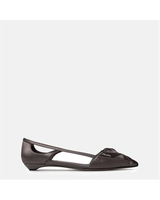 Prada Black Rose Ballerina Flats