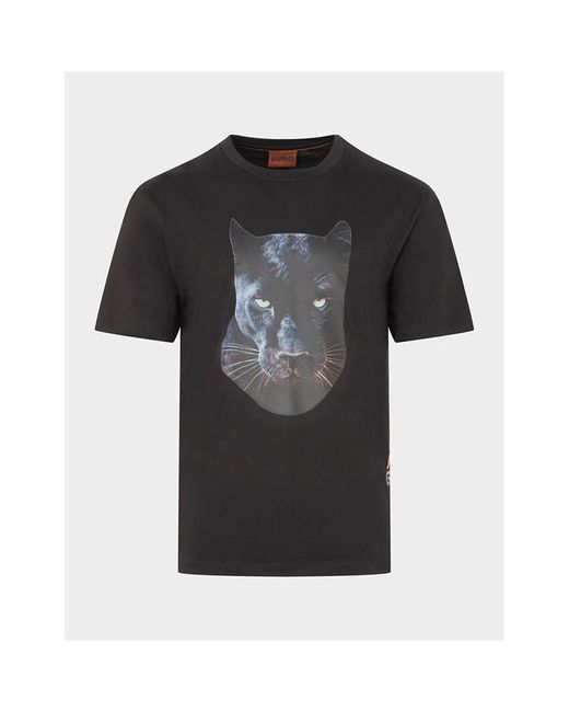 HUGO Black Deetah Panther Print T-shirt for men