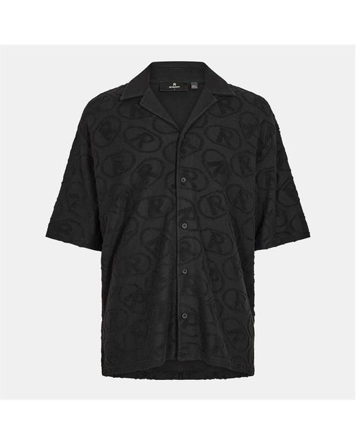 Represent Black All Over Towel Fabric Short Sleeve Shirt for men