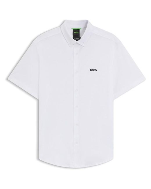 Boss White Hbg Motion Plain Short-Sleeve Shirt