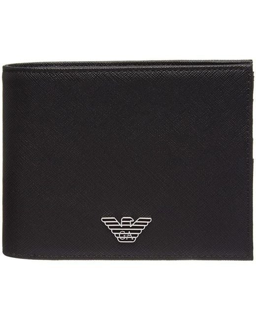 Emporio Armani Black Leather Billfold Wallet for men