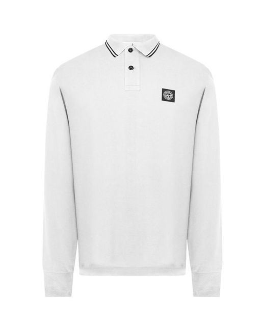 Stone Island Gray Long Sleeve Patch Polo Shirt for men