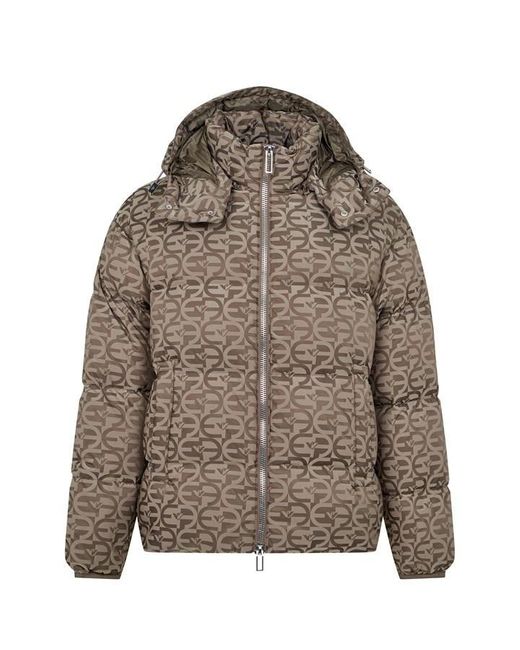 Emporio Armani Brown All-over Print Down Jacket for men
