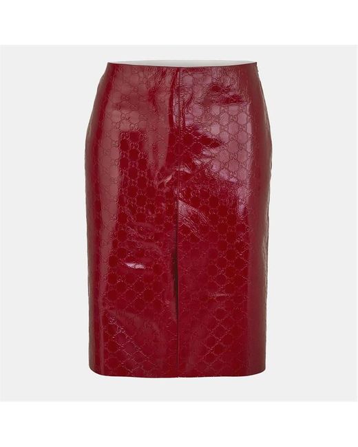Gucci Red gg Embossed Mid-length Skirt