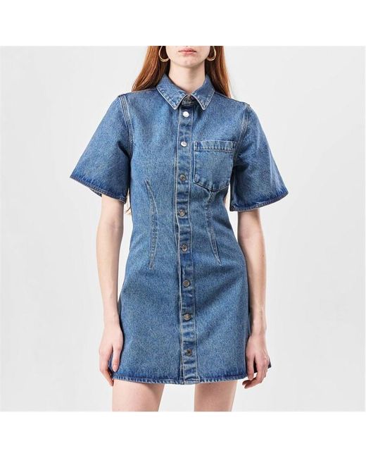 AMI Blue Denim Button Up Dress
