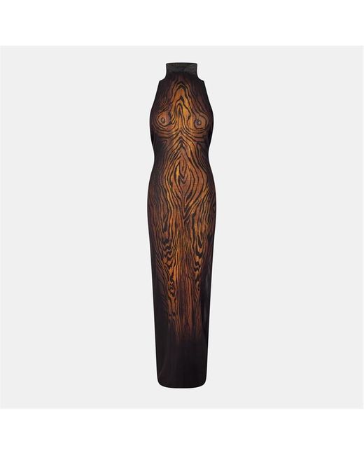 Jean Paul Gaultier Brown Printed Maxi Dress
