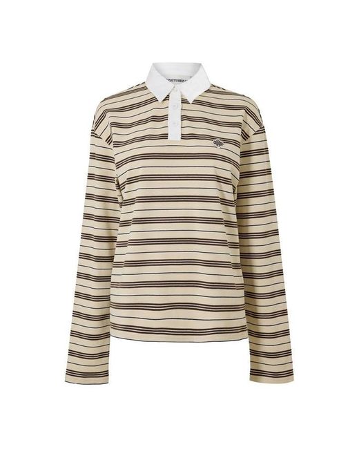 The Couture Club Natural Striped Rugby Polo Shirt