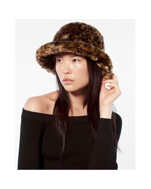 Kangol Brown Faux Fur Bucket Hat