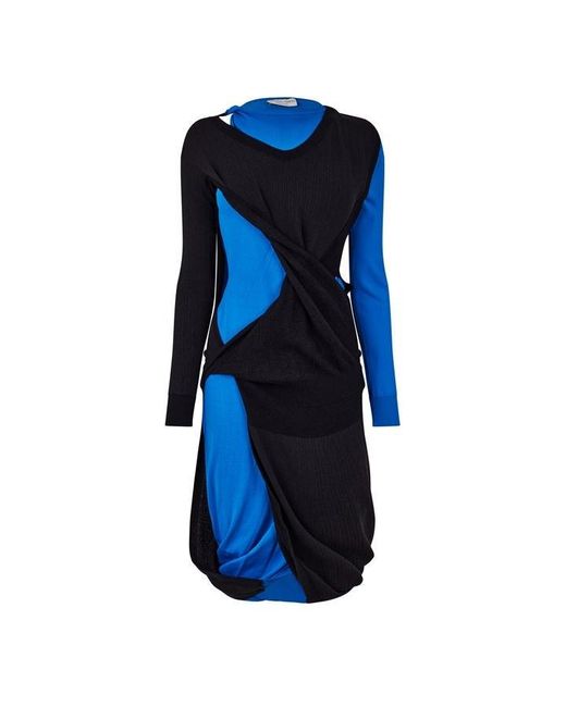 Bottega Veneta Blue Structured Cut Out Dress