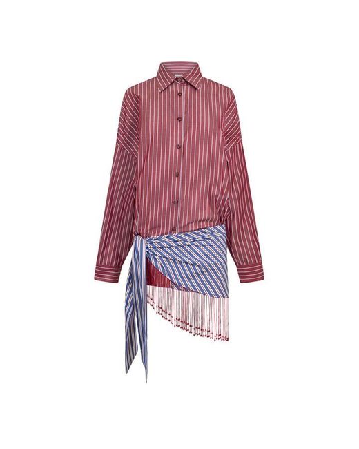 ANDAMANE Red Jolene Patch Shirt Dress