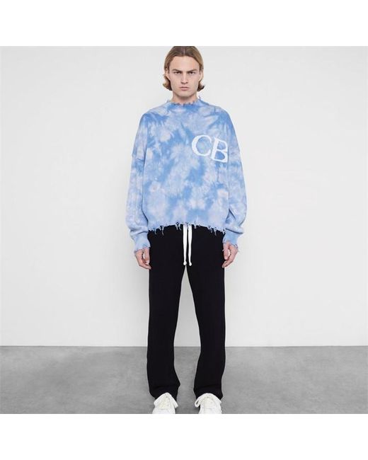 Cole Buxton Blue Distressed Cb Sweater for men